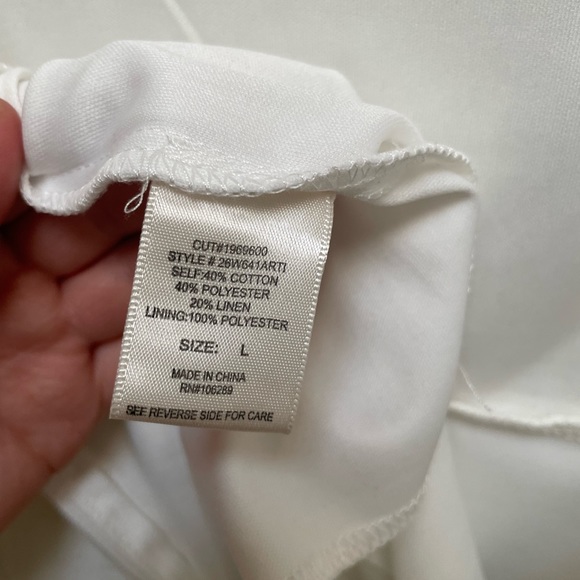 Row A dress white/cream large Linen and Cotten blend embroidered hem - Picture 6 of 11